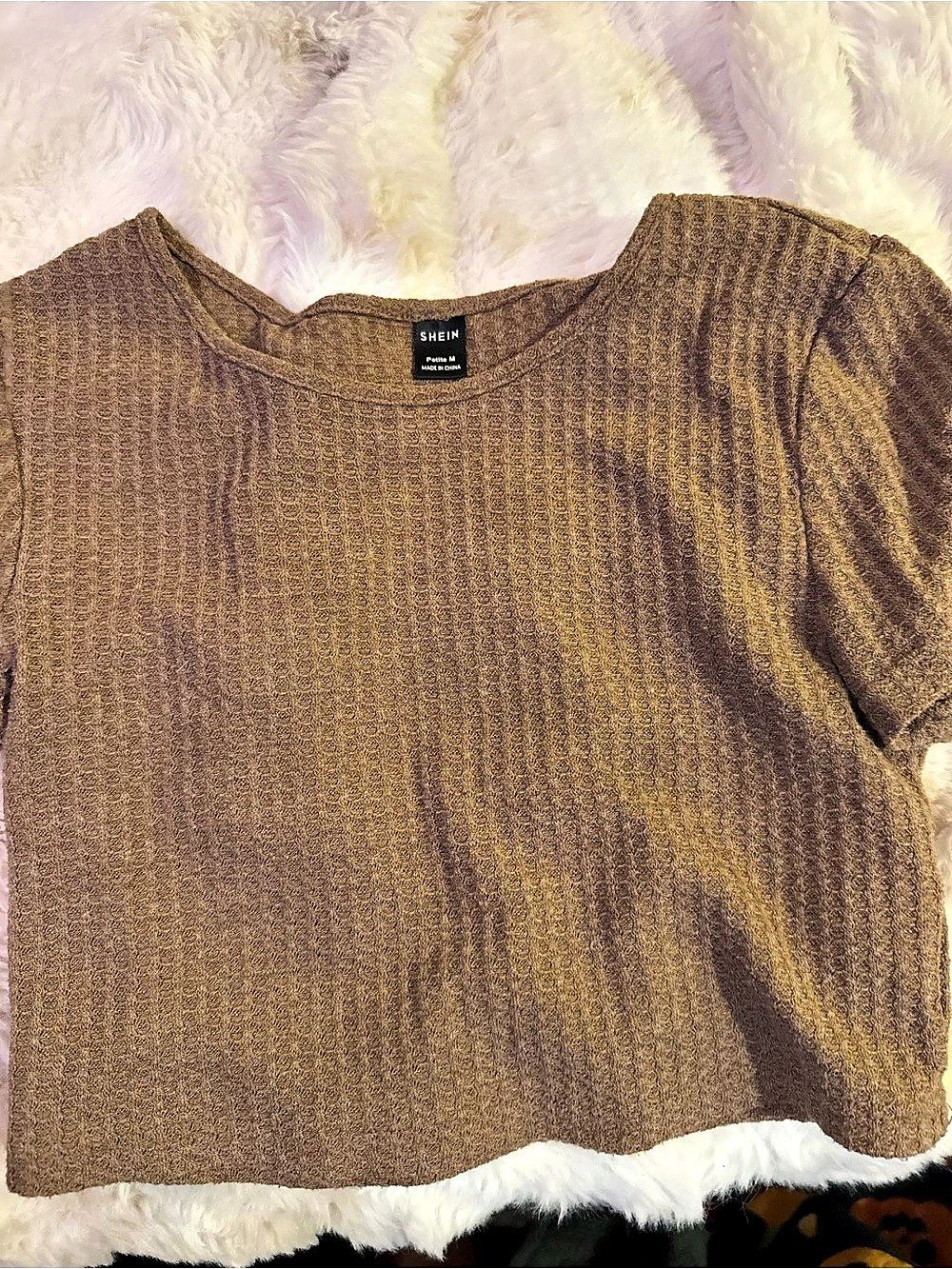 SHEIN Short Sleeve Top in Brown Size Medium Like New